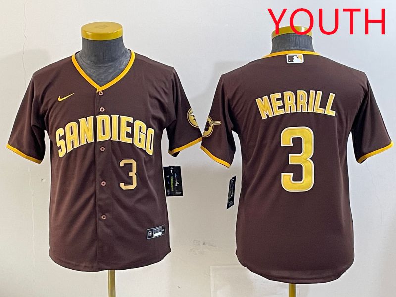 Youth San Diego Padres #3 Merrill Brown Game 2025 Nike MLB Jersey style 8